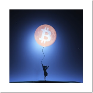 Bitcoin Moon BTC Cryptocurrency as Moon Bollon Posters and Art